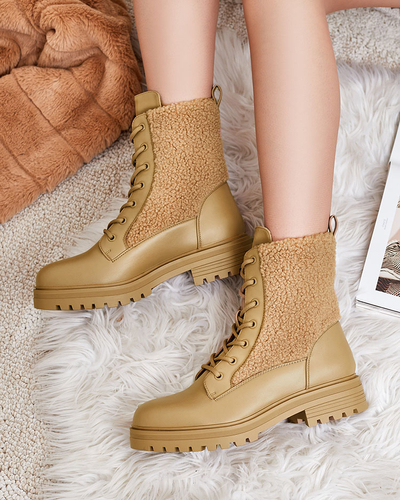 Жіночі черевики на шнурівці з овчиною Royalfashion Setrica