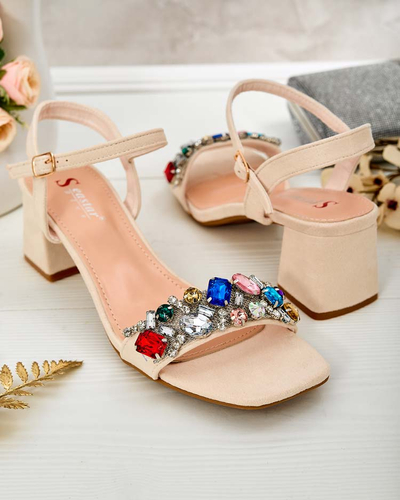 Royalfashion Damen Sandalen auf einem Pfosten mit Kristallen Osdar