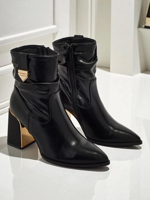 Ботильйони жіночі еко шкіряні на підборах-стовпчику AshenPurl