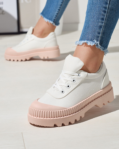 Damen-Sneaker in Weiß mit pinkfarbener Comp-Sohle - Schuhe