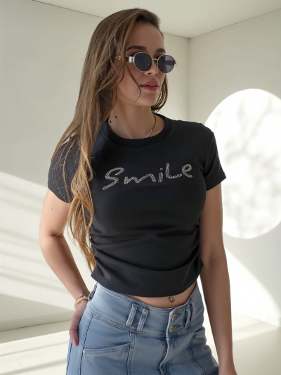 Royalfashion Damen Baumwollbluse mit der Aufschrift