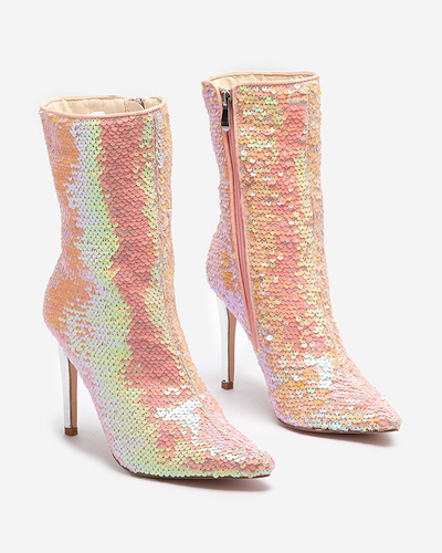 Rosa holographische Damenstiefel mit Pailletten Lexillo- Footwear