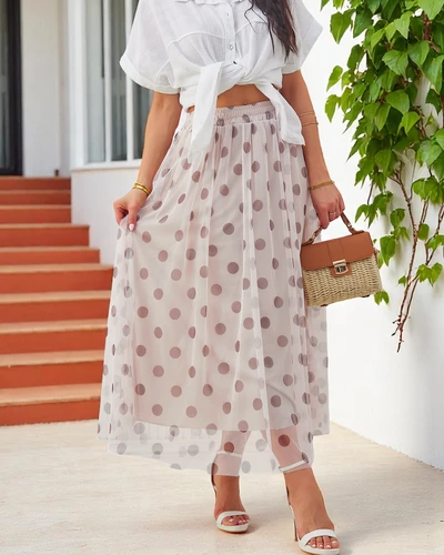 Royalfashion Жіноча спідниця середньої довжини з віскози з тюлевими горошками