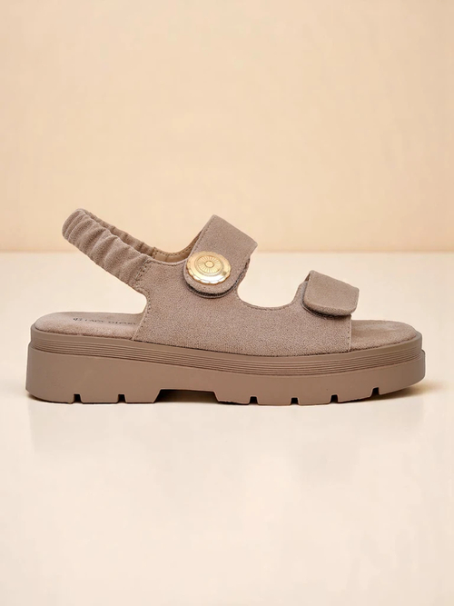 Сандалі жіночі бежеві Royalfashion Callista на платформі із замші