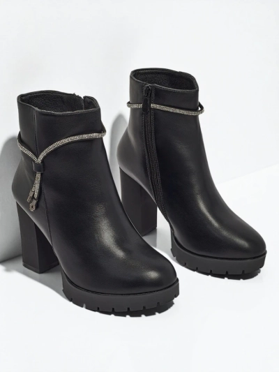 Damen Stiefeletten aus Öko-Leder mit Blockabsatz Marellin