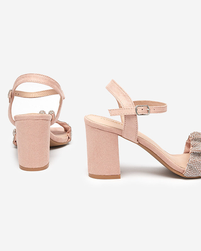 Rosafarbene Damensandalen auf einem Pfosten mit Zirkonias Trieste - Footwear