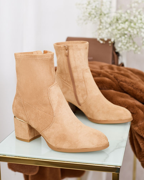 Royalfashion Світло-коричневі жіночі черевики на низькій шпильці Rejerra