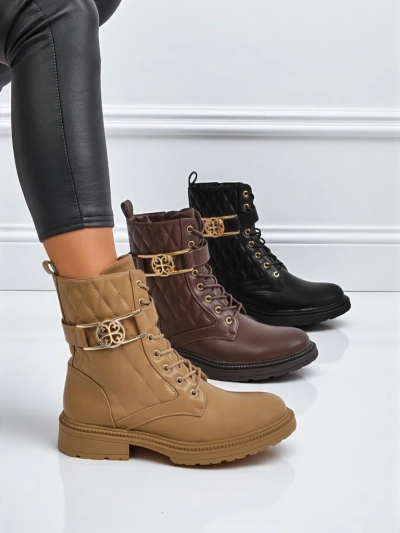 Gesteppte Damen Stiefeletten aus ökologischem Leder Sable Rose