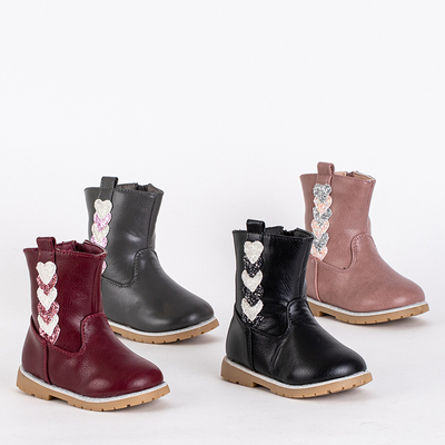 Graue Mädchenstiefel mit dekorativem Nokimi-Shoes-Obermaterial