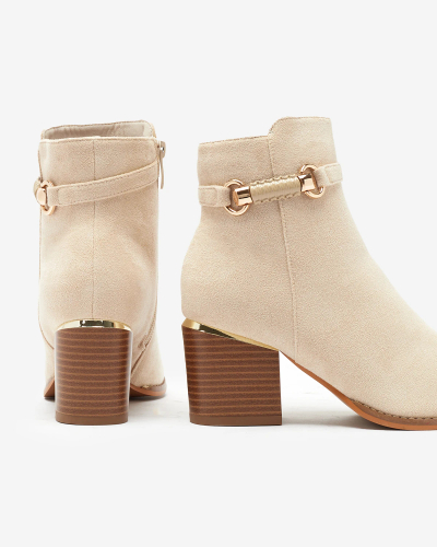 Royalfashion Beige Damen Öko-Wildleder isoliert Post Ankle Boots