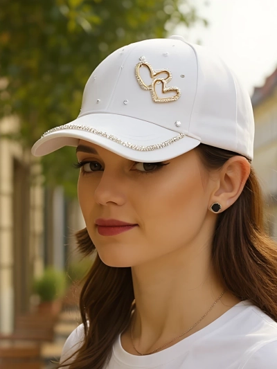 Royalfashion Cap mit Strasssteinen Herz Spark