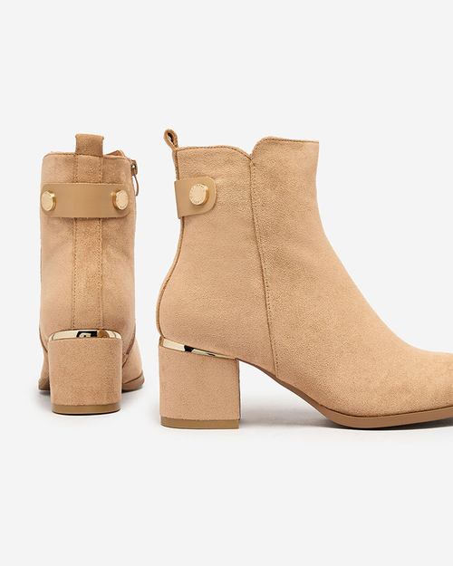 Royalfashion Жіночі черевики на низькій шпильці світло-коричневого кольору Dogdas