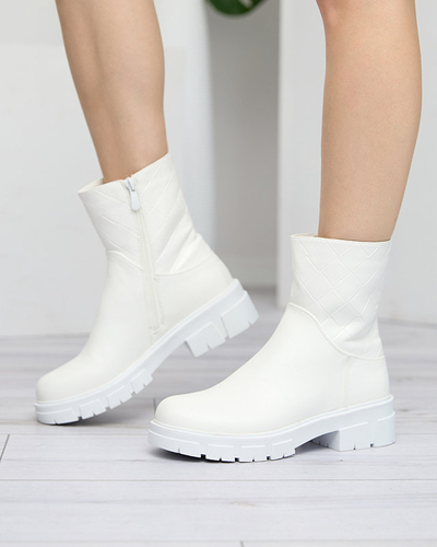 Weiße hohe Damenstiefel mit Steppung Redis - Footwear