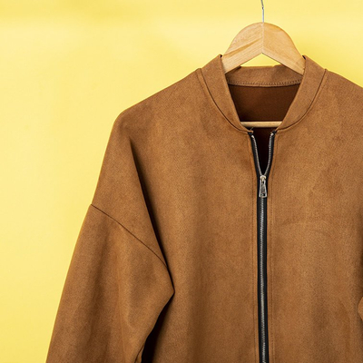 Braune Wildlederjacke für Damen - Kleidung