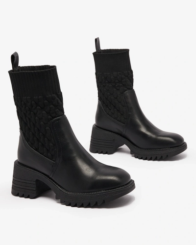 Royalfashion Schwarze Damenstiefel Acigog mit flachem Absatz