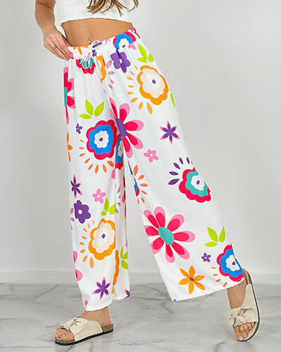 Royalfashion Weite Stoffhose mit Blumenmuster