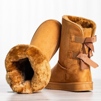 Braune Mukluki-Schneeschuhe mit Schleifen Snowy - Footwear 1