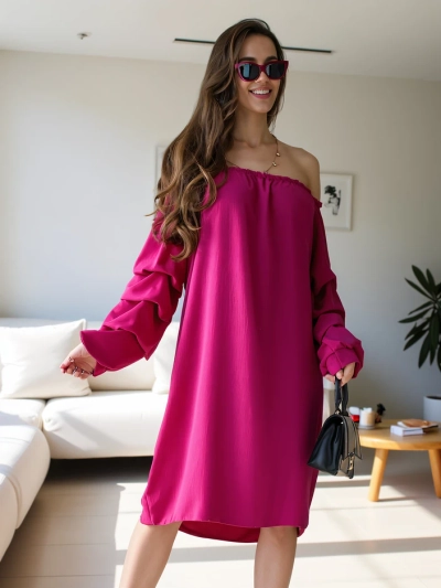 Royalfashion Glattes Damenkleid a'la Spanisch mit Rüschen
