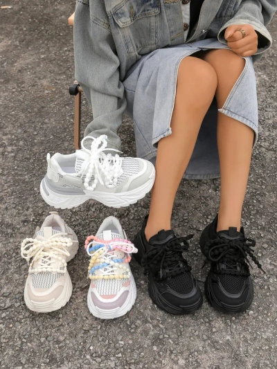 Royalfashion Damen sportliche Sneakers auf dickerer Sohle Loness