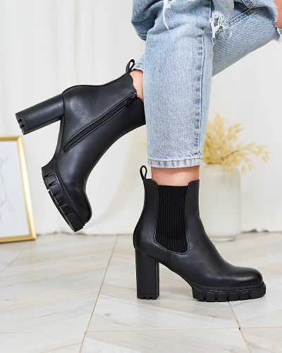 Royalfashion Schwarze Damenstiefel mit hohem Absatz Seihay