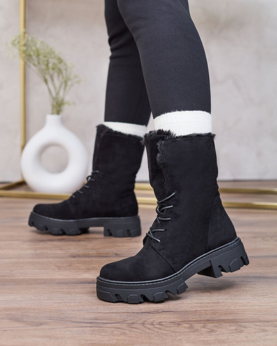 Royalfashion Schwarzer Damen-Schnürstiefel Cavenma