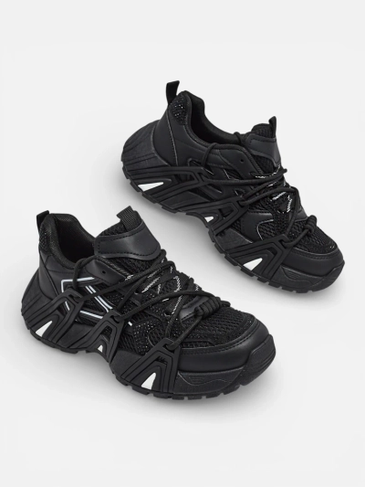 Жіночі Снікерси Athena Чорні Синтетичні Спортивні на Кожен День