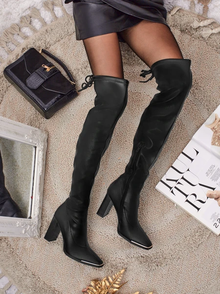 Damen Overknee-Stiefel aus Öko-Leder mit Blockabsatz Aurora Drift