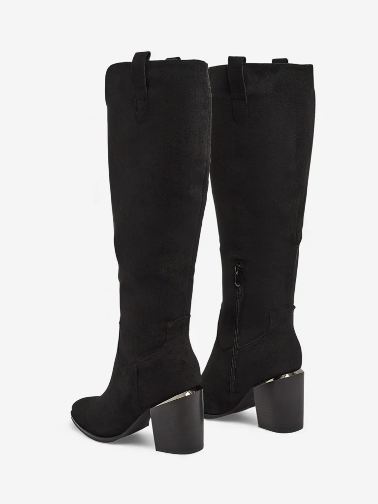 Damen Wildlederimitat Stiefel mit Blockabsatz Ferrevi