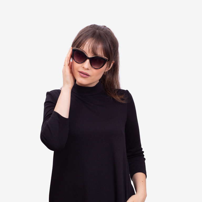 Schwarze Damensonnenbrille mit Metallbesatz - Accessoires