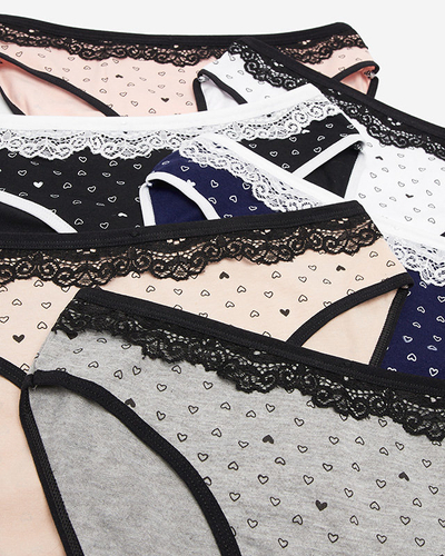 Набір бавовняних жіночих трусиків з візерунком в сердечка 6 шт.
