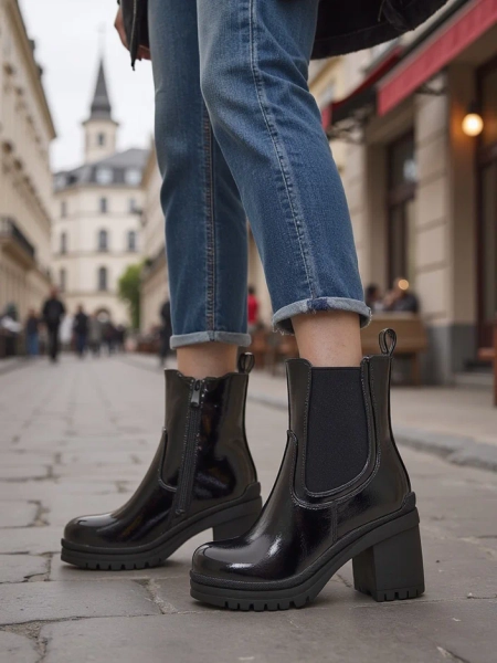 Royalfashion Damen Stiefeletten auf einem Blockabsatz Foddise