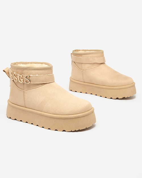 Royalfashion Світло-коричневі жіночі черевики а-ля снігоступи з орнаментом Parisela