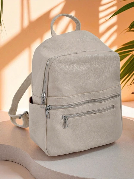 Aurelia Eleganza Damenrucksack Królewska Moda beige A4 Öko-Leder