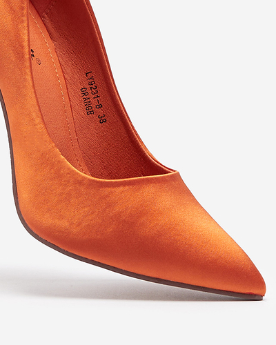 Orange Damen-Satin-Pumps auf einem höheren Stiletto Norija - Schuhe