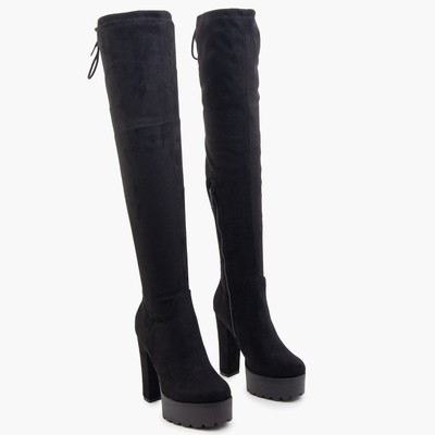 Schwarzer Overknee-Stiefel mit hohem Absatz Numi - Footwear
