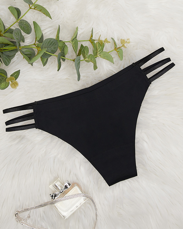 Damen-Tanga aus schwarzer Spitze mit Trägern PLUS SIZE- Unterwäsche