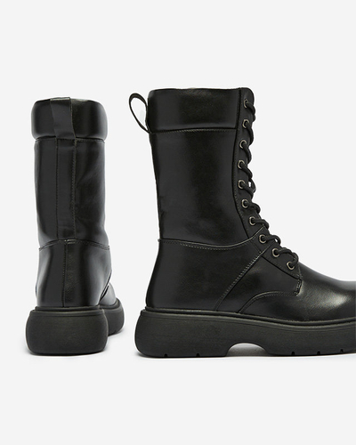 Schwarz Hohe Damen-Schnürstiefel Ferisis - Schuhe