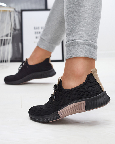 Schwarze Damen-Sportschuhe mit braunen Einsätzen Keteti - Schuhe