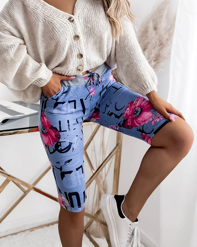 Blaue und rosafarbene 3/4-Shorts mit Druck PLUS SIZE- Kleidung