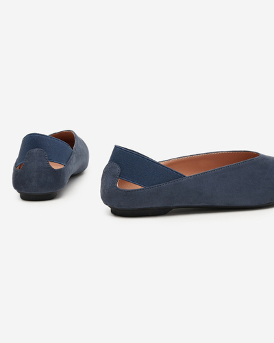 Marineblaue Damen-Ballerinas mit eckiger Kappe Lojara - Footwear