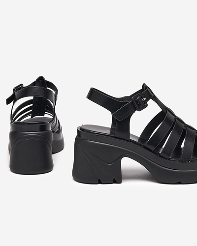 Чорні жіночі босоніжки на підборах Agraves - взуття