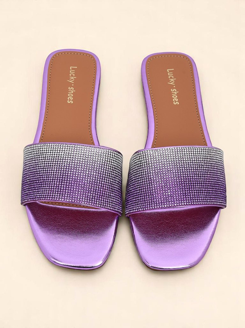 Royalfashion Жіночі шльопанці з цирконами ShinyGlow