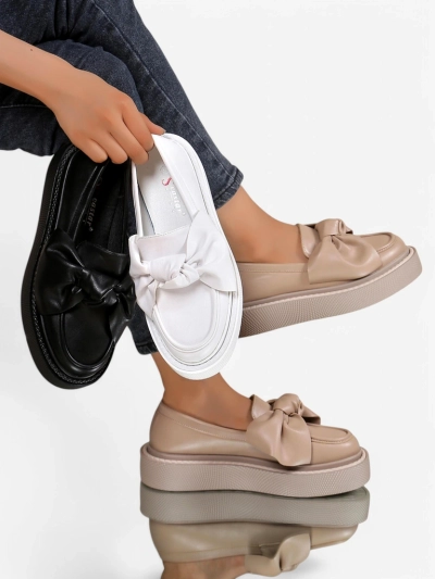 Royalfashion Elegante Damenmokassins mit einer Schleife Ortto