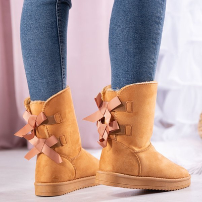 Braune Mukluki-Schneeschuhe mit Schleifen Snowy - Footwear 1