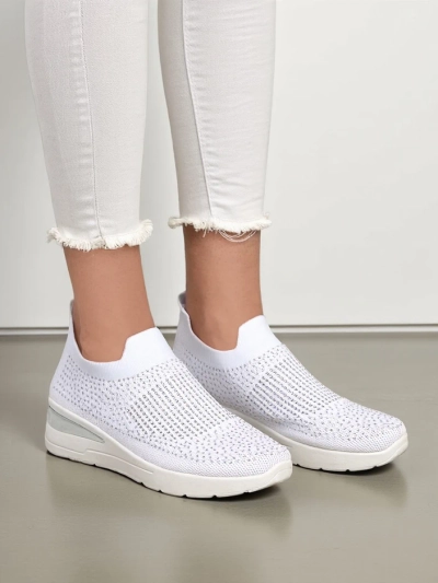 Royalfashion Slip-On Wedge-Sneaker für Damen mit Strasssteinen Qelavise