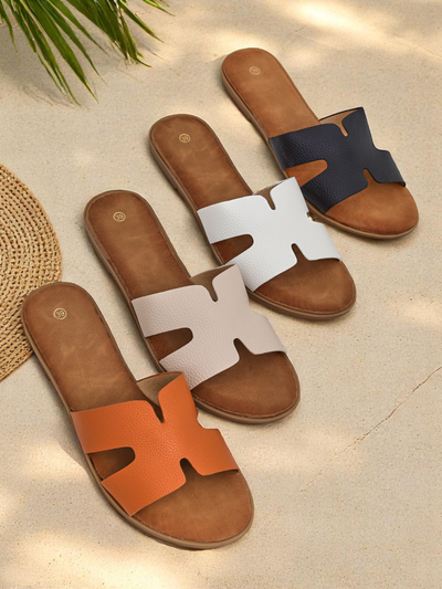 Royalfashion Damen-Pantoletten mit flacher Sohle, lässiger Stil