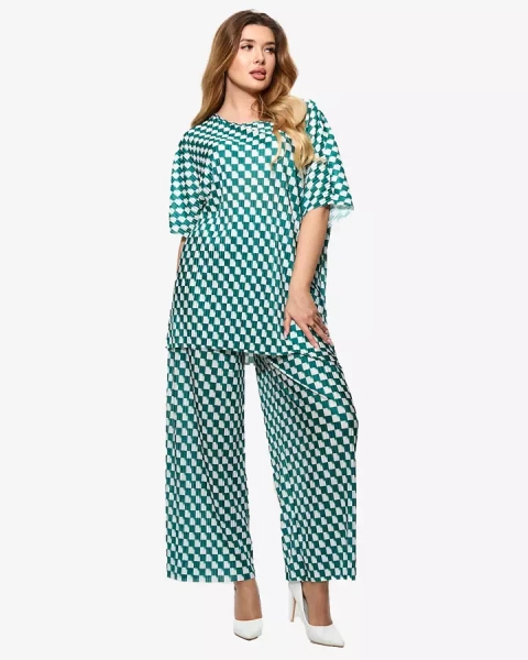 Grünes gemustertes Set für Damen - Kleidung