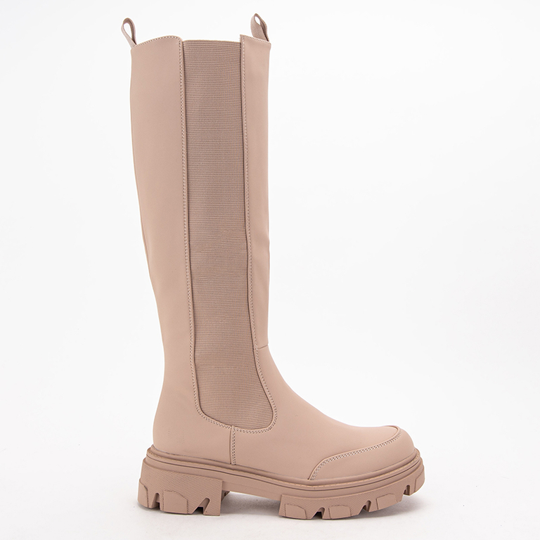 Beige halbhohe Stiefel für Damen Promase Schuhe