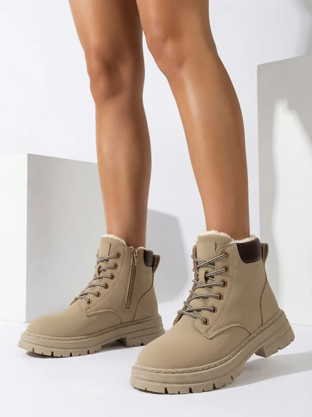 Royalfashion Grau-braune isolierte Damen Trapper-Stiefel Radoras