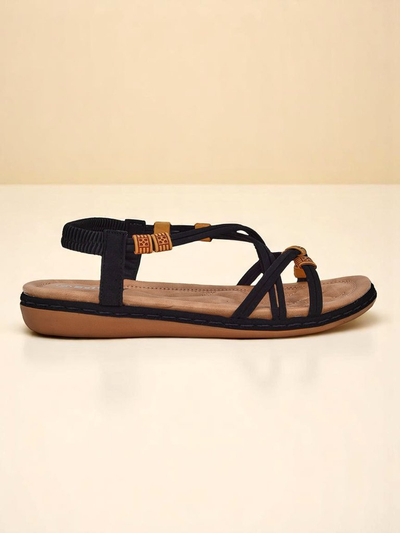 Sandalen Damen Royalfashion Evita Nero Öko-Leder Slipper